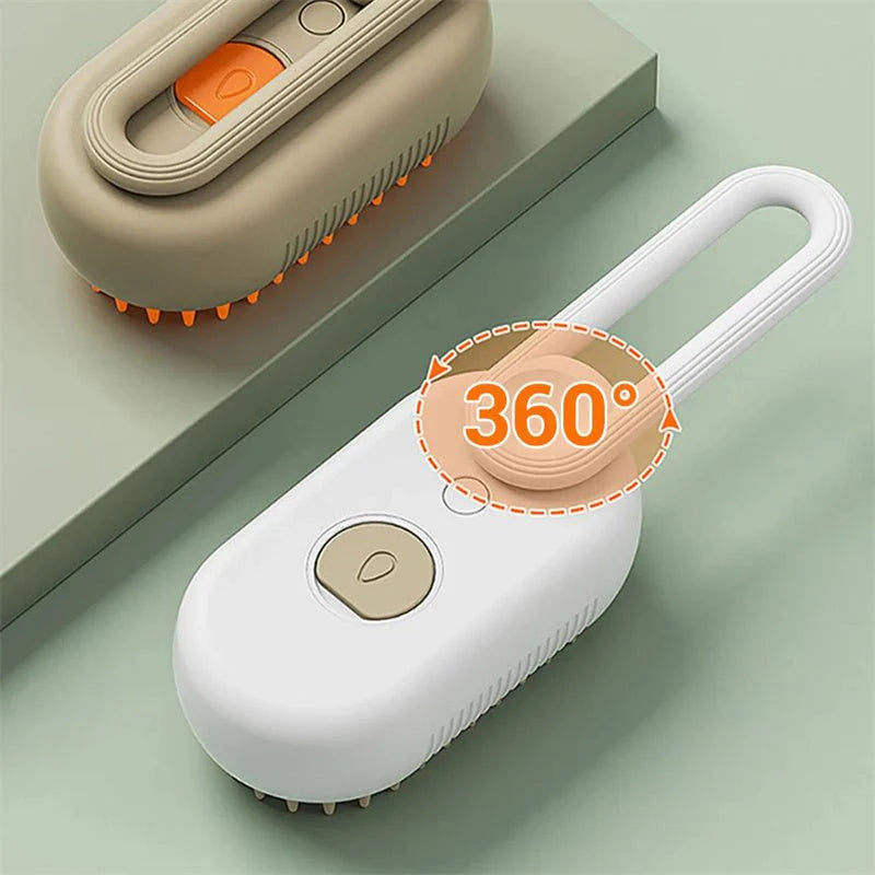 Souqzila 3 in 1 electric pet grooming brush white handheld spray model with loop handle and 360 degree dial