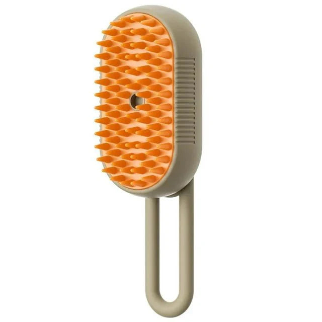 Souqzila 3 in 1 electric pet grooming brush for cats with ergonomic handle and orange silicone bristles