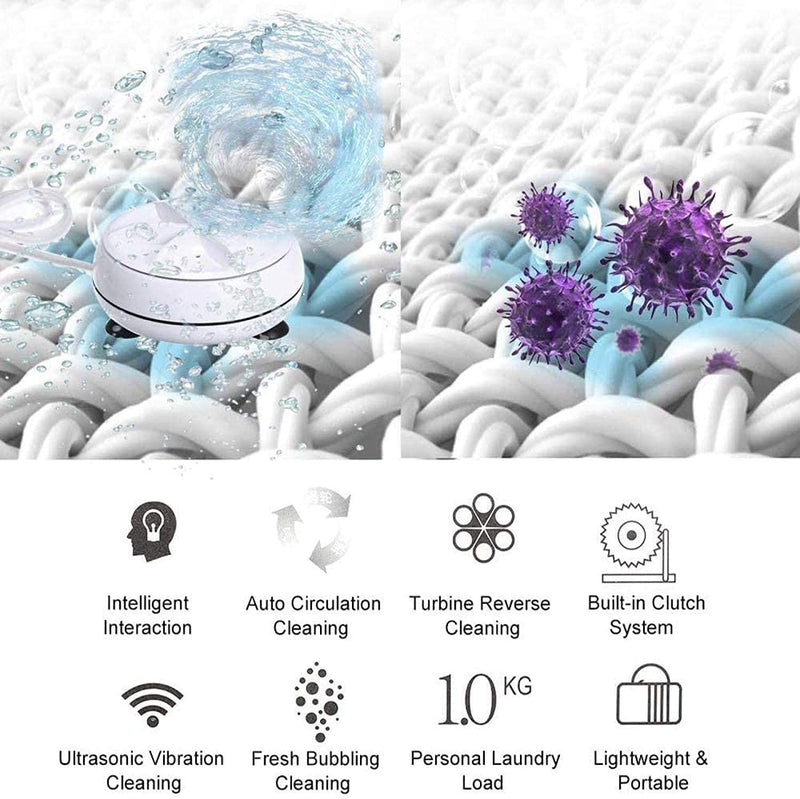 Souqzila portable mini washing machine with ultrasonic cleaning and lightweight design for personal laundry