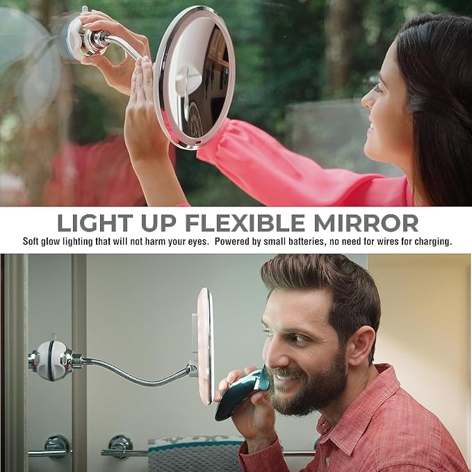 Souqzila adjustable makeup mirror with soft glow lighting for easy grooming and flexible positioning