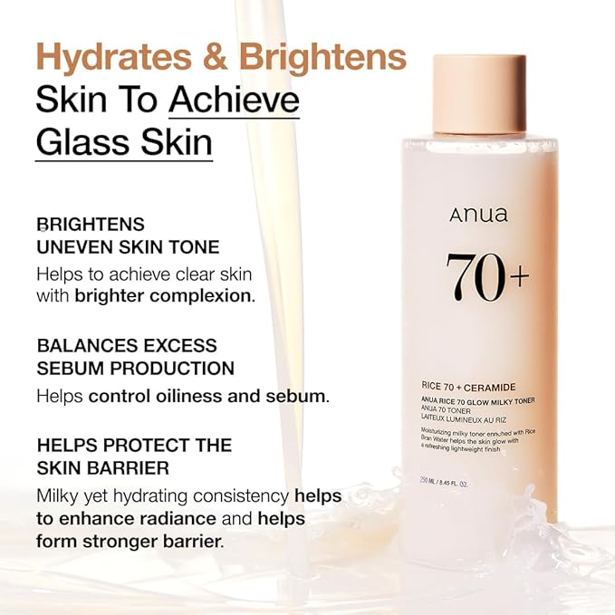 Anua Rice Milk Moisturizer 70 Plus with ceramide for hydrating and brightening skin by Souqzila