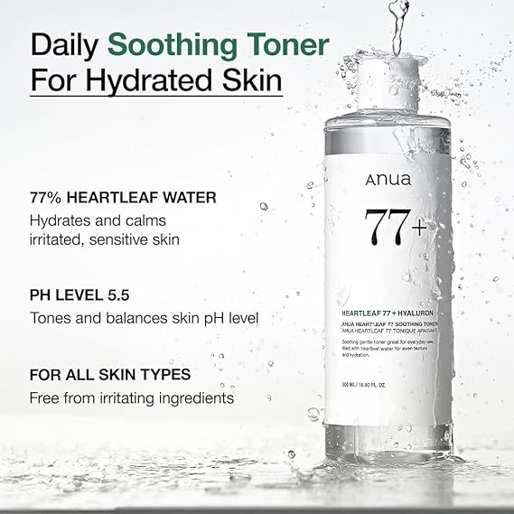 Anua toner Heartleaf 77 Soothing Toner with hydrating and calming effects for sensitive skin