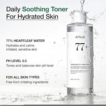 Anua toner Heartleaf 77 Soothing Toner with hydrating and calming effects for sensitive skin