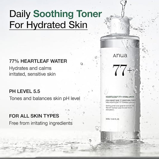 Anua toner Heartleaf 77 Soothing Toner with hydrating and calming effects for sensitive skin