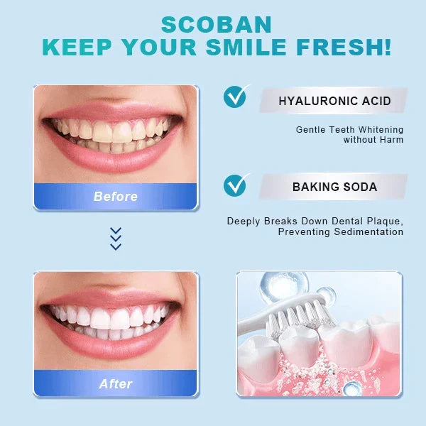 Scoban teeth whitening before and after results showing brighter smile best teeth whitening solution
