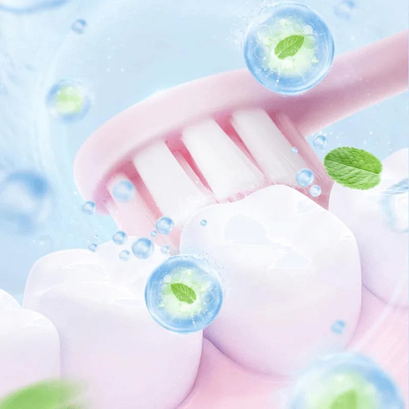 Souqzila Scoban teeth whitening brush showing best teeth whitening solution with fresh mint bubbles