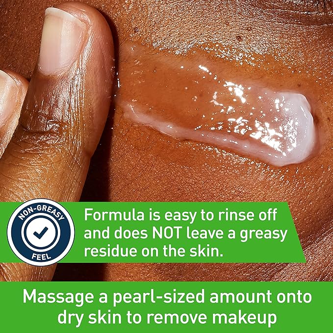 Souqzila makeup remover balm applied to skin for a non-greasy, easy rinsing experience