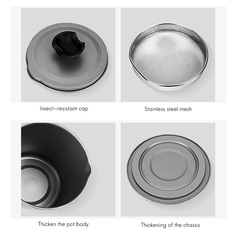 Souqzila oil filter pot with insect-resistant cap stainless steel mesh and thickened body cooking oil saver