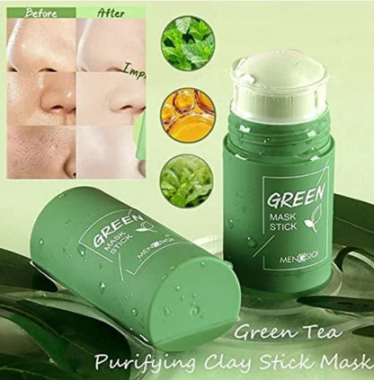 Souqzila Green tea clay mask purifying clay stick with before and after skin results
