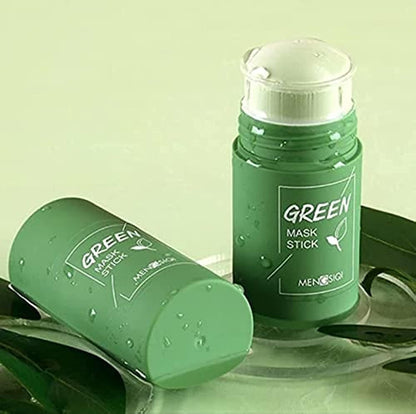 Souqzila green tea clay mask purifying clay stick with refreshing green packaging and natural leaves