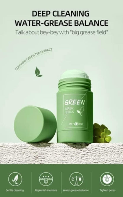 Souqzila Green Tea Clay Mask purifying stick for deep cleaning and water-grease balance