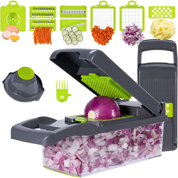 Souqzila multifunctional vegetable slicer with multiple blades and attachments for dicing slicing and shredding