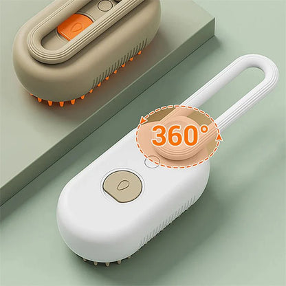 Souqzila 3 in 1 electric pet grooming brush white handheld spray model with loop handle and 360 degree dial