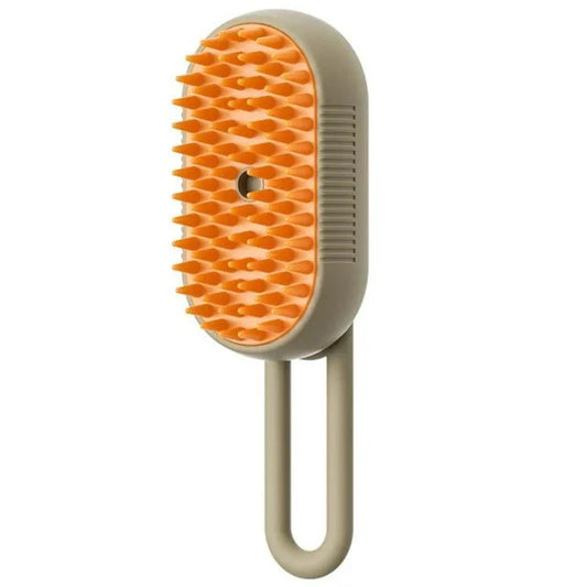 Souqzila 3 in 1 electric pet grooming brush for cats with ergonomic handle and orange silicone bristles