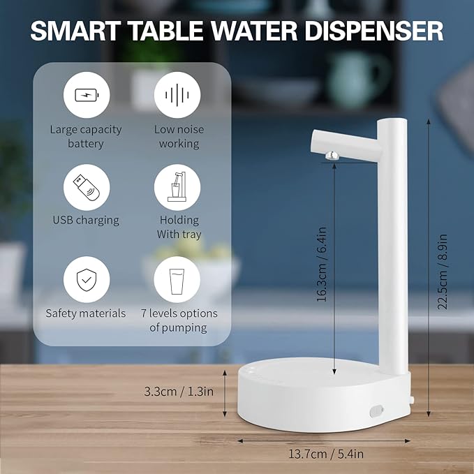 Souqzila portable electric water dispenser for home with USB charging and large capacity design
