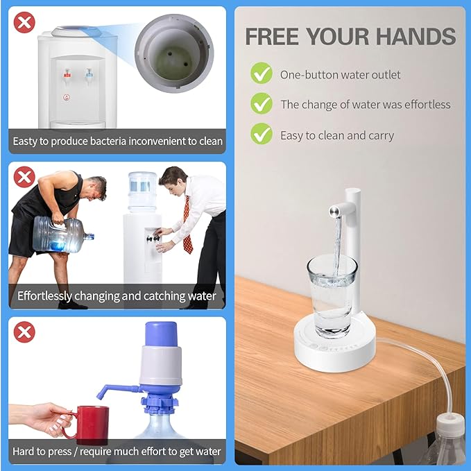 Portable electric water dispenser for home designed for easy use and effortless water access.