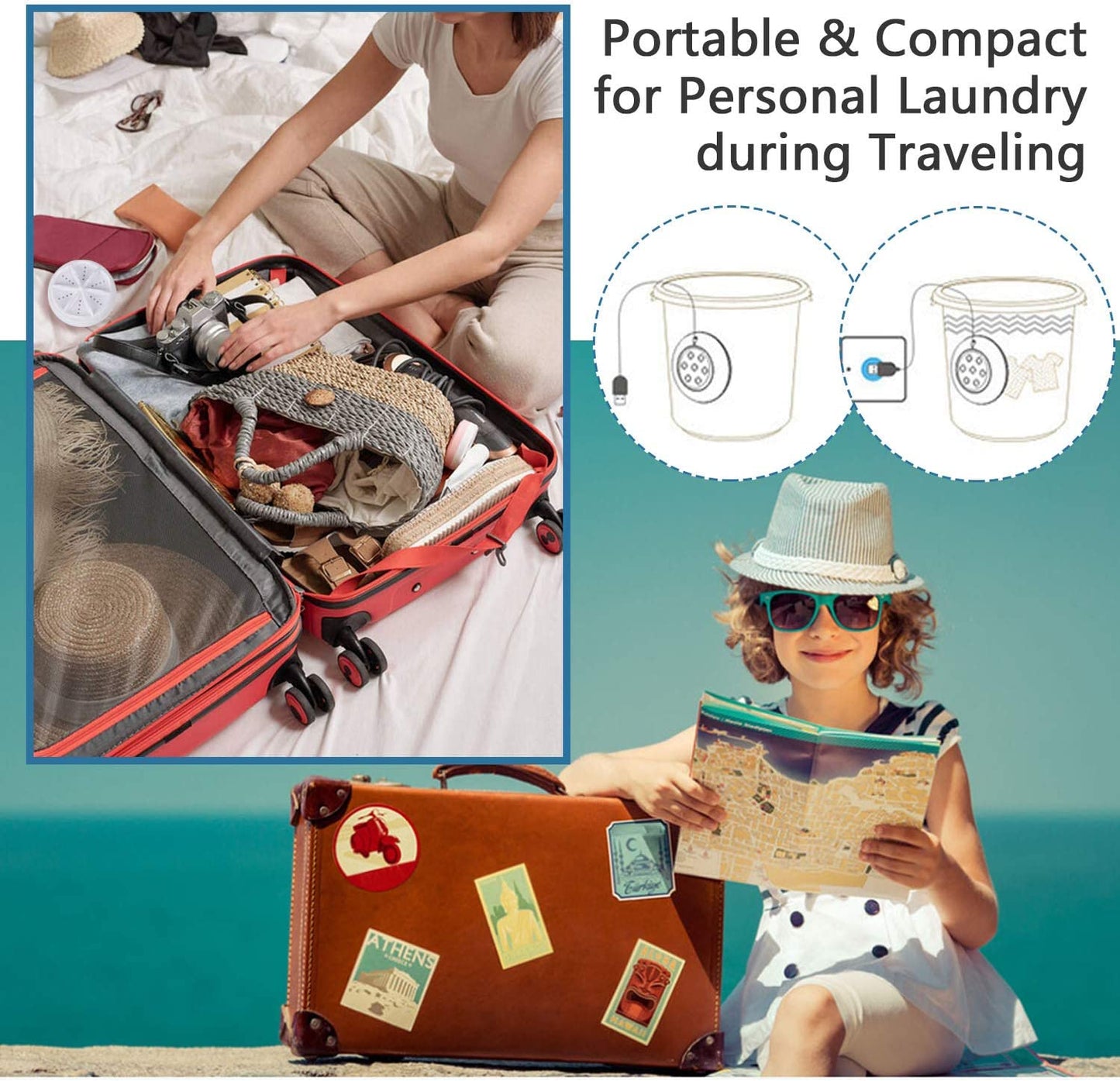 Souqzila portable mini washing machine ideal for personal laundry during travel, compact and easy to use