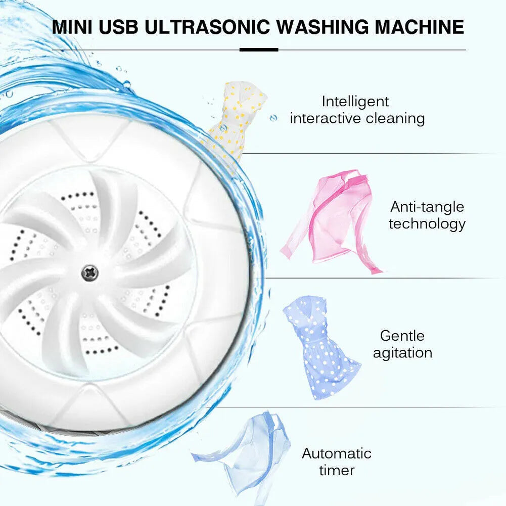 Souqzila portable mini washing machine with ultrasonic cleaning and gentle agitation features