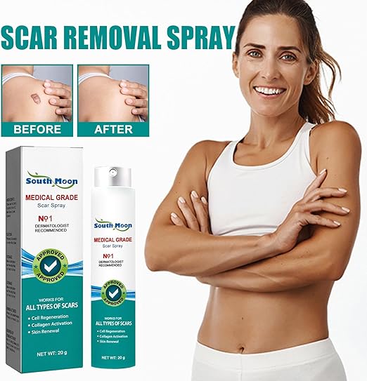 Souqzila medical grade scar spray for scar removal with before and after results on skin